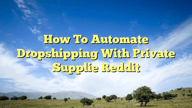 How To Automate Dropshipping With Private Supplie Reddit
